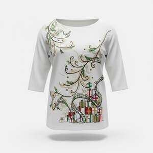 Ruby Rd. Women's Winter Wonderland Snowflake Knit Embellished Top Size L